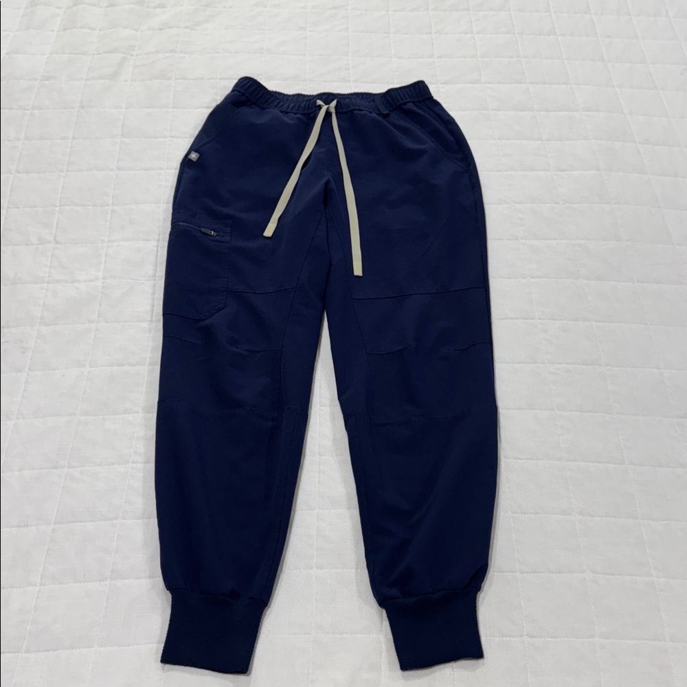 Figs Navy Jogger Scrub Pants with Contrast Drawstring